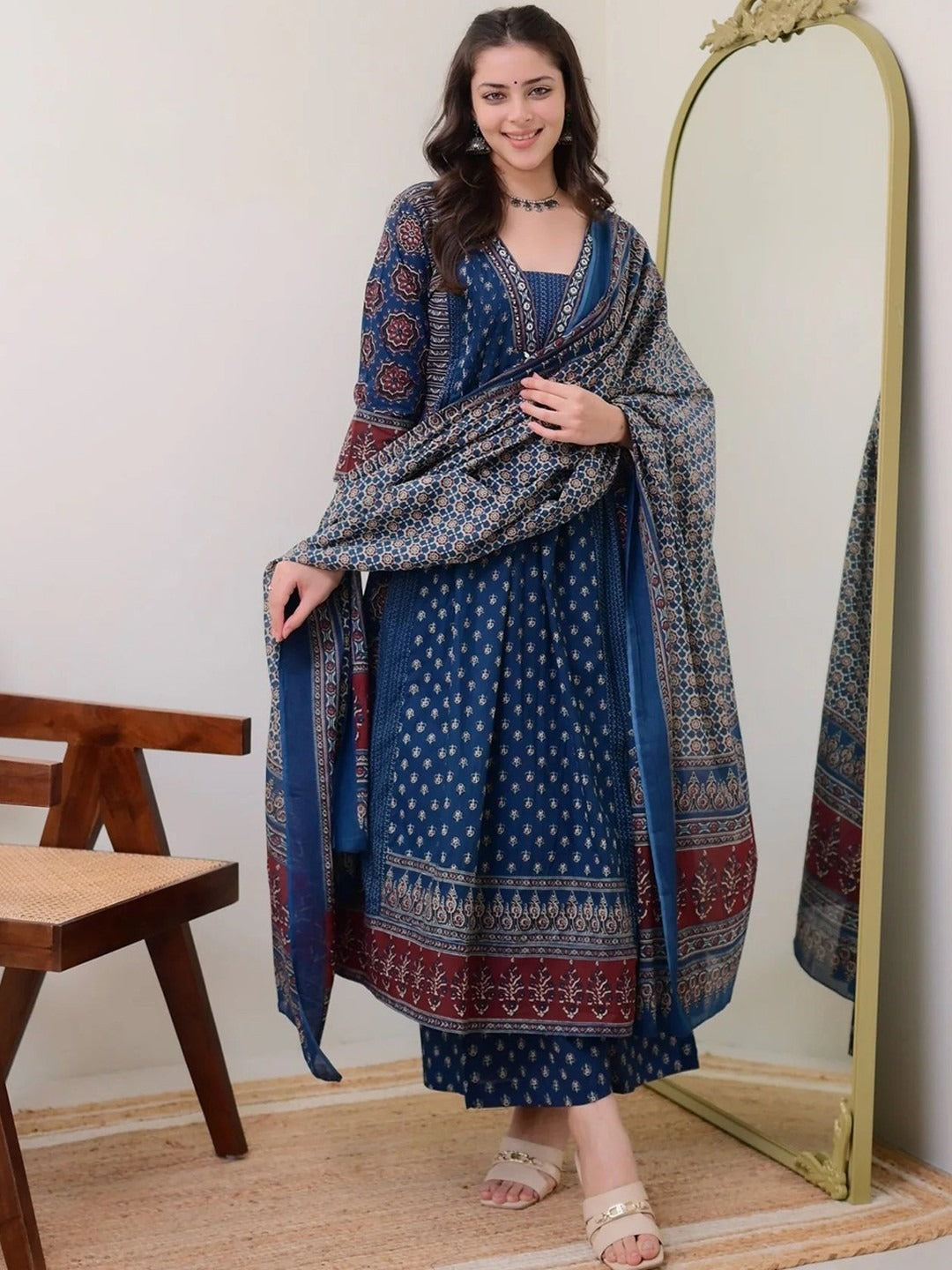 V Neck Anarkali Kurta set